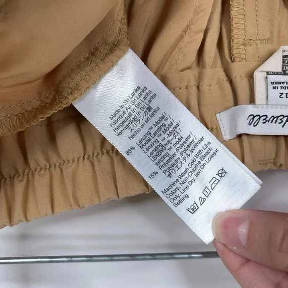 Madewell Tailored Tapered Pant Beige Tan High Rise Softdrape Elastic Waist 12 - Picture 9 of 12